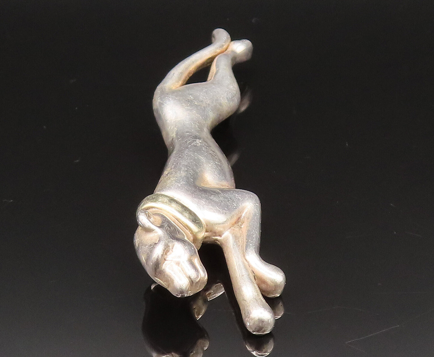 DAVID VARSANO 925 Silver  Vintage Two Tone Running Panther Brooch Pin  BP9555