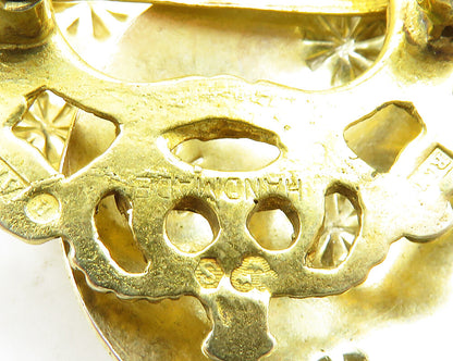 RLN SWEDEN 925 Silver  Vintage Love Heart Birds Royal Crown Brooch Pin  BP7678