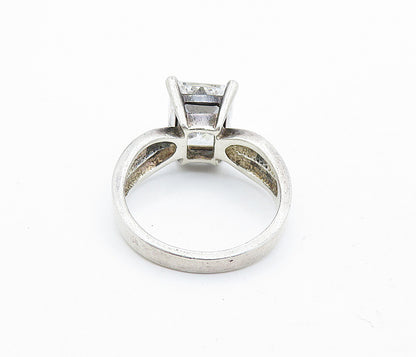 KOREA 925 Sterling Silver  Vintage Cubic Zirconia Solitaire Ring Sz 8.5 RG6409