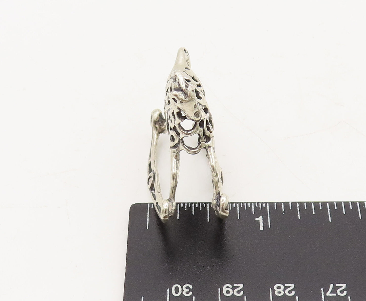 925 Sterling Silver Vintage Toy Swirly Stencil Cut Rocking Horse Chair  TR3695