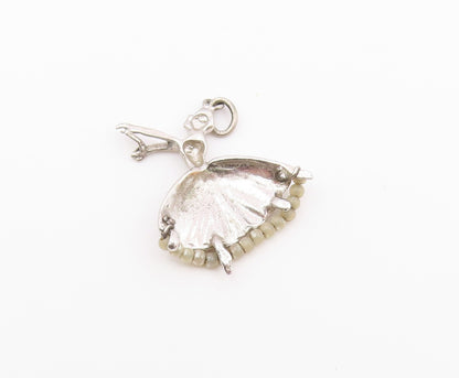 925 Sterling Silver  Vintage Carved Dancing Ballerina Pendant  PT21119