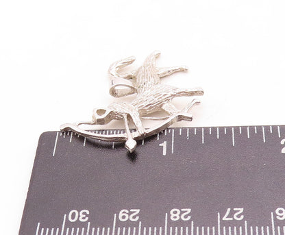 925 Sterling Silver Vintage Pendant Brutalist Carved Sagittarius Charm  PT23752