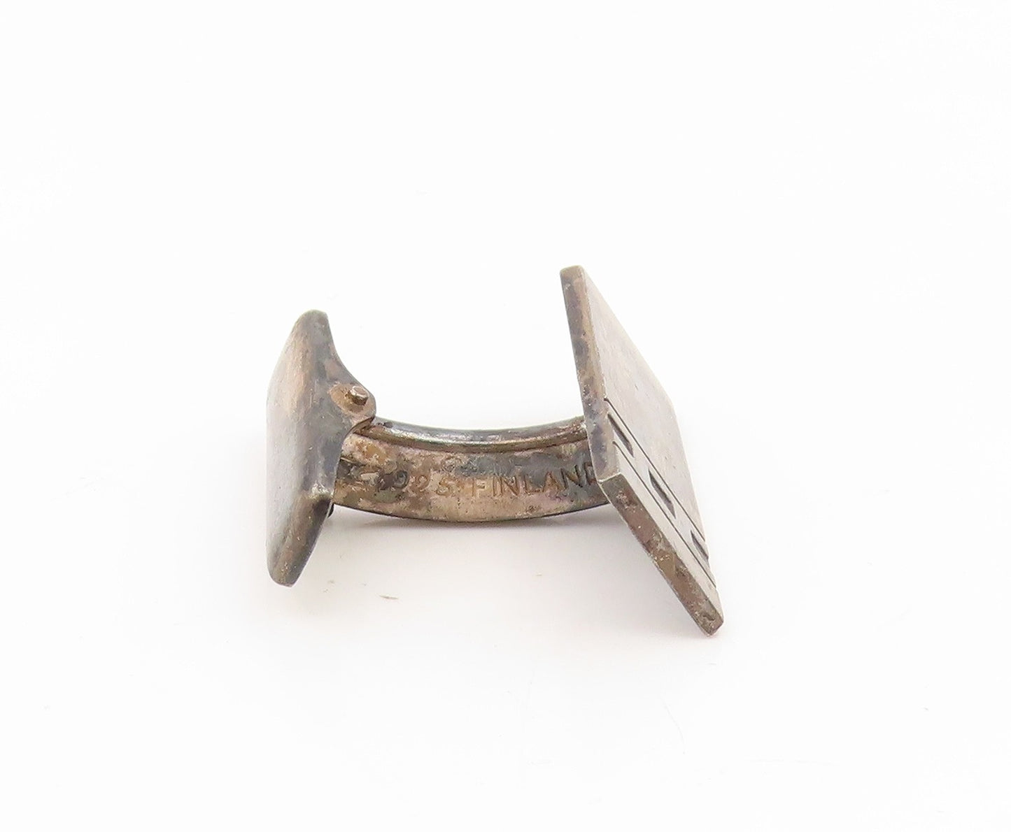 925 Sterling Silver Vintage Cufflinks FINLAND Etched Geometric Rectangle  TR4204
