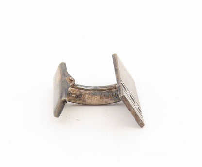 925 Sterling Silver Vintage Cufflinks FINLAND Etched Geometric Rectangle  TR4204