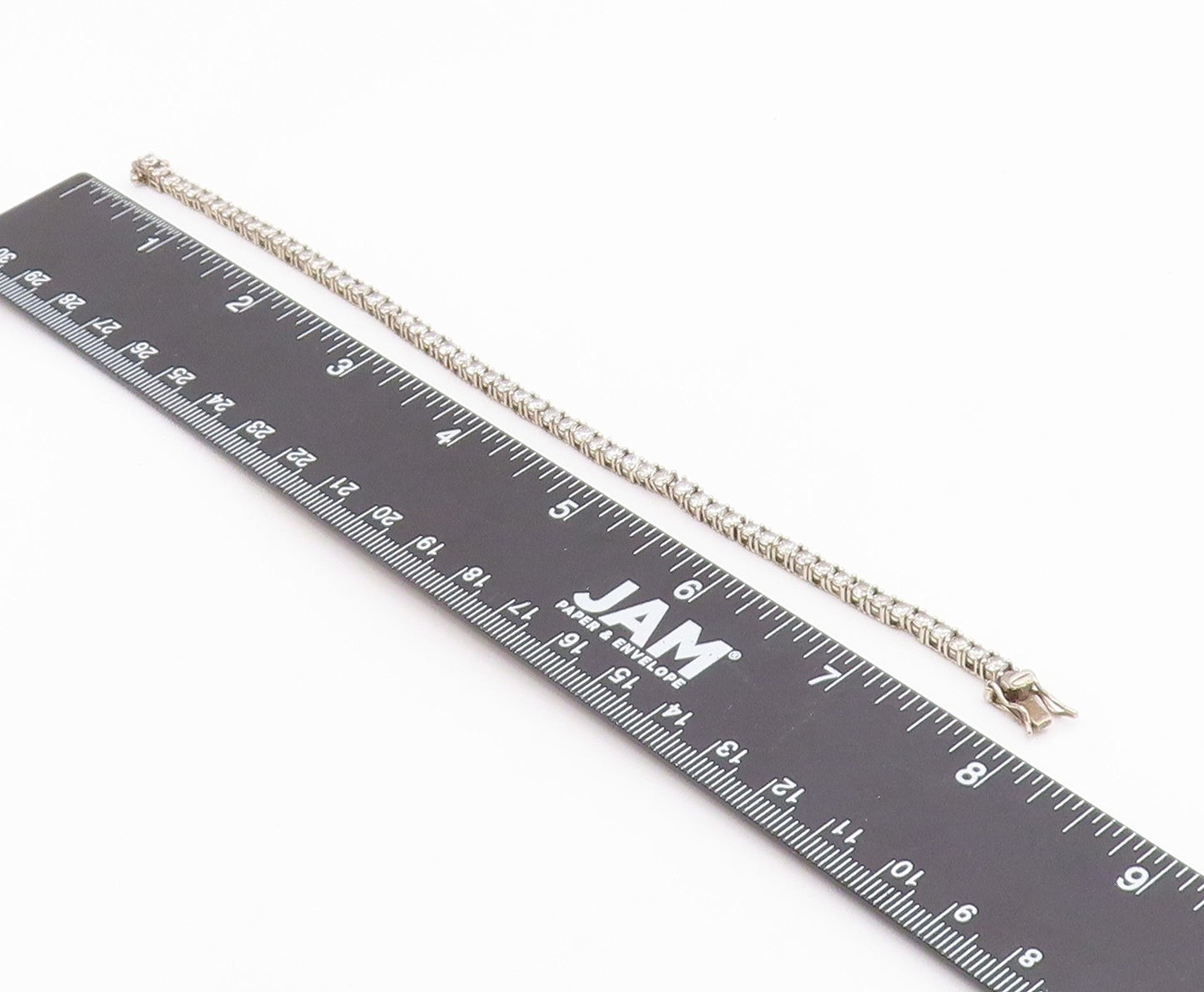925 Sterling Silver  Vintage Round Cut Cubic Zirconia Chain Bracelet  BT5111