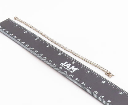 925 Sterling Silver  Vintage Round Cut Cubic Zirconia Chain Bracelet  BT5111