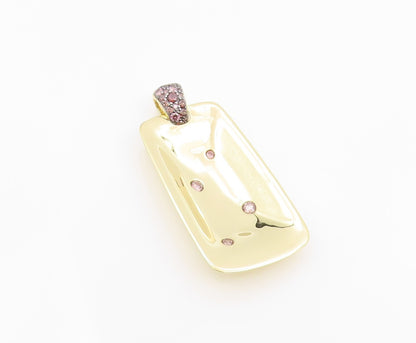 925 Sterling Silver Vintage Pendant Gold Plated Topaz Geometric Locket  PT26022