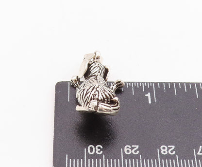 925 Sterling Silver Vintage Pendant Tiger Striped Dog Charm (MOVES)  PT24726