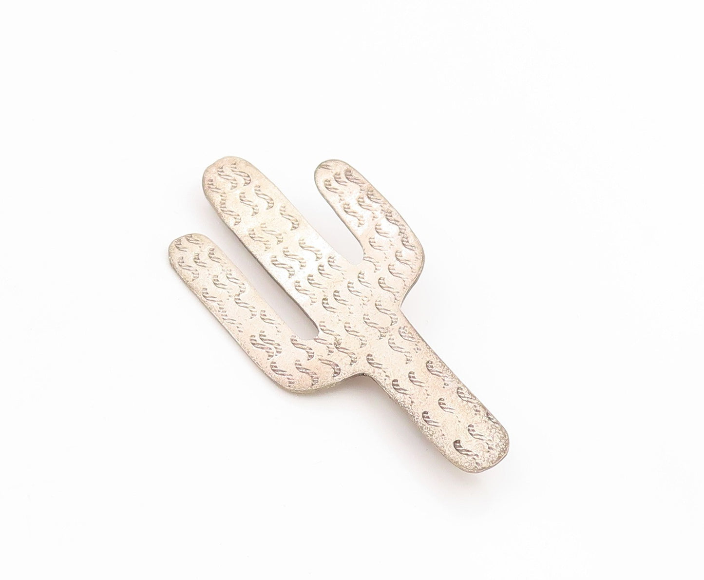 925 Sterling Silver Vintage Brooch Pin NAVAJO Etched Cactus Cutout  BP12473