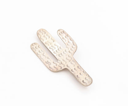 925 Sterling Silver Vintage Brooch Pin NAVAJO Etched Cactus Cutout  BP12473