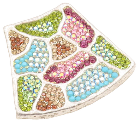925 Sterling Silver Vintage Pendant Designer Multicolor Rhinestone Inlay PT23445