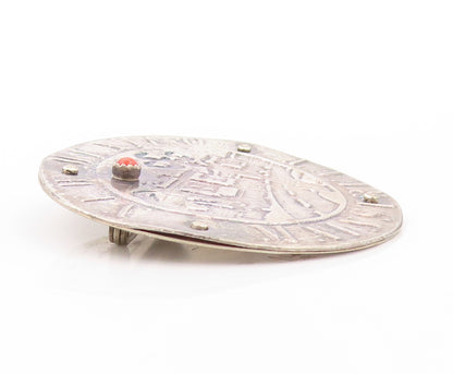 925 Sterling Silver Vintage Brooch Carnelian New Mexico Mainstreet  BP11503