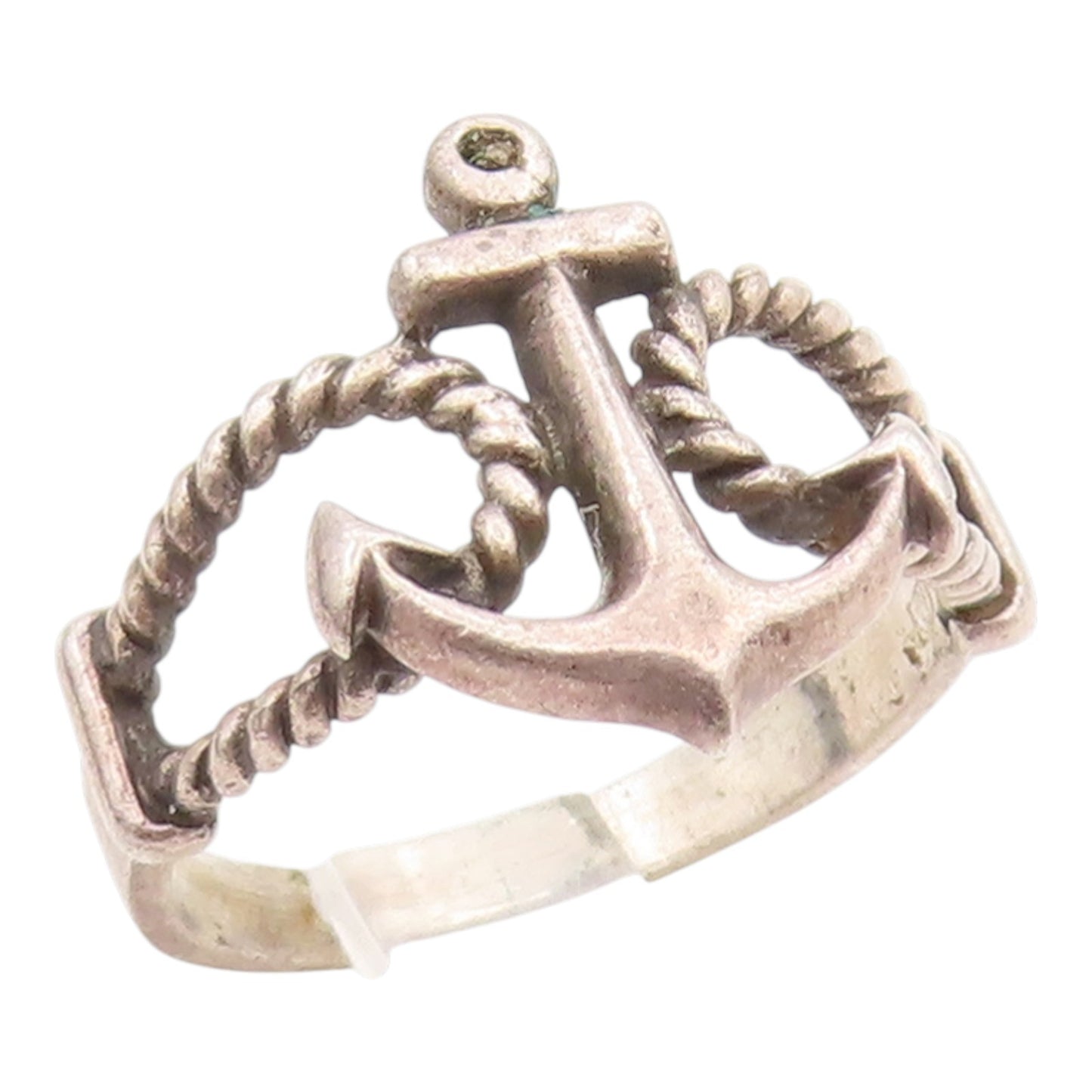 925 Sterling Silver Vintage Ring Nautical Anchor With Rope Band  Sz 6  RG35315
