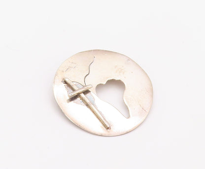 925 Sterling Silver Vintage Brooch Pin Modernist Cutout Cross  BP11180