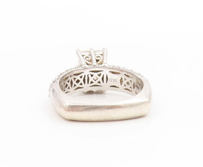 925 Sterling Silver Vintage Ring TYCOON Two Shape CZ Statement Band Sz 6 RG34113