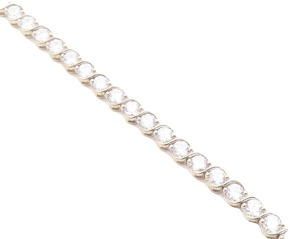925 Sterling Silver  Sparkling Cubic Zirconia Swirl Tennis Bracelet  BT1804