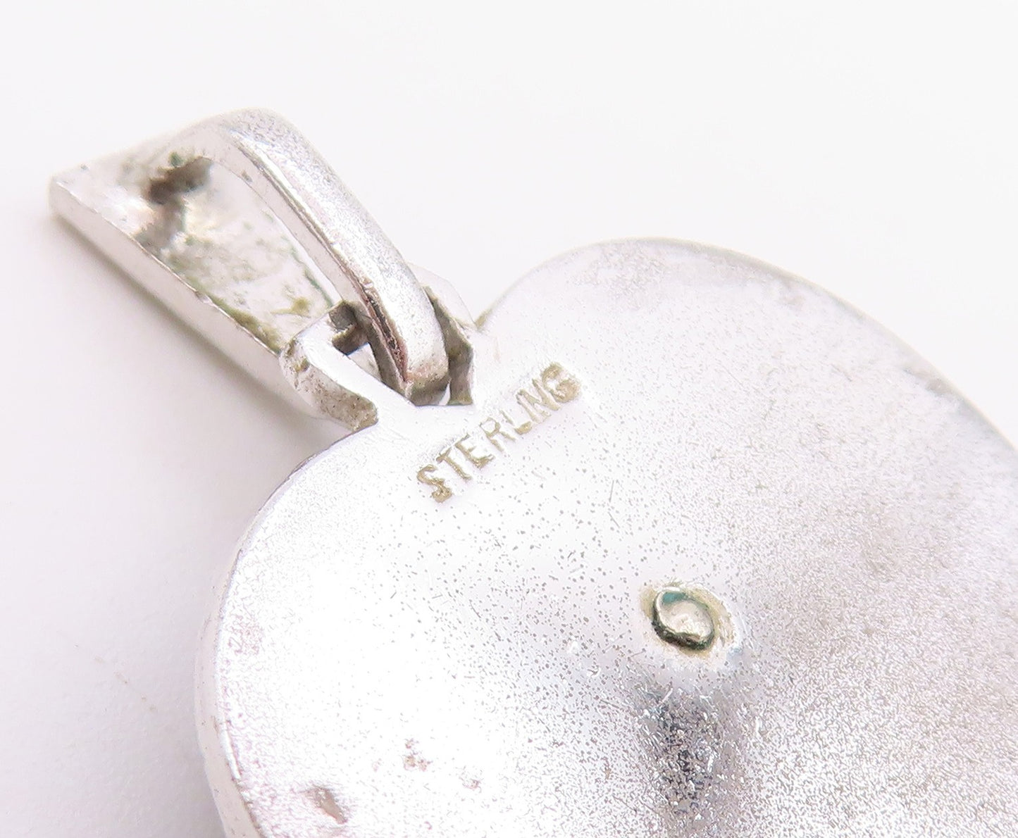 925 Sterling Silver Vintage Pendant Mother Of Pearl Love Heart & Cross  PT26413