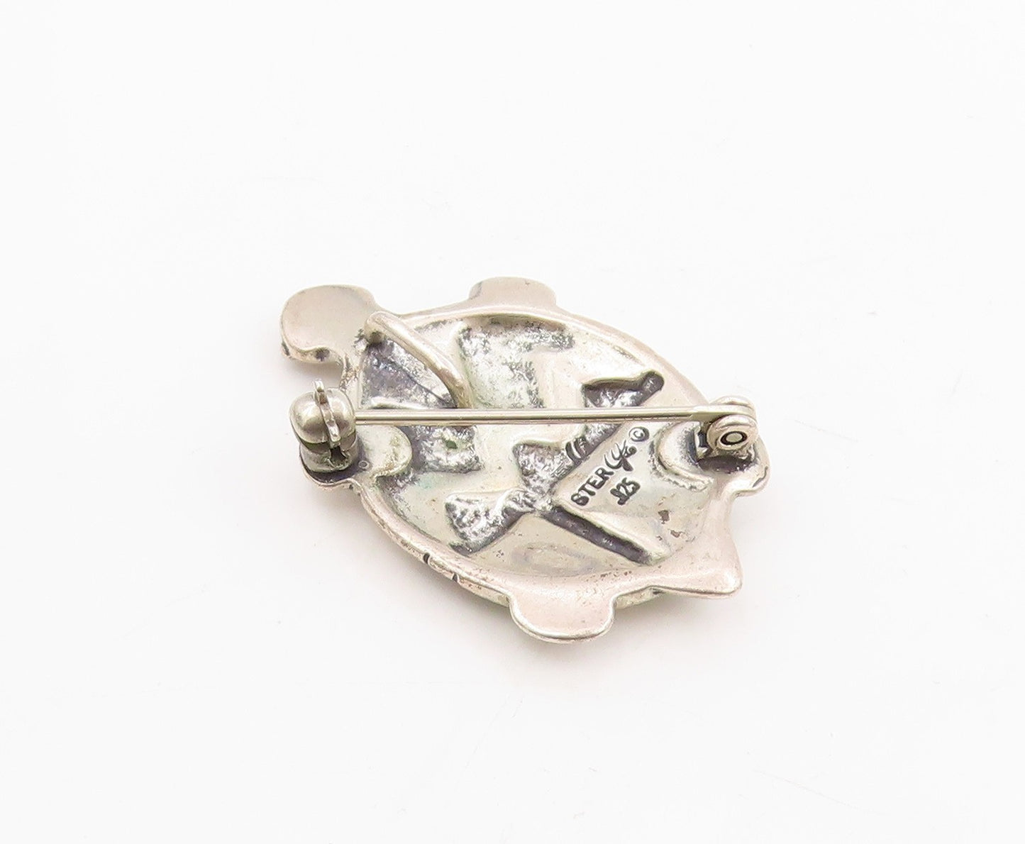 925 Sterling Silver Vintage Brooch Pin CAROLYN POLLACK Turquoise Turtle  BP12220