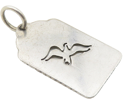 925 Sterling Silver  Vintage Cutout Flying Bird Shiny Smooth Pendant  PT8180