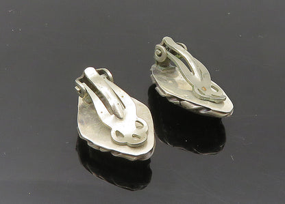 NAVAJO 925 Silver   Vintage Mother Of Pearl Non Pierce Earrings  EG10197