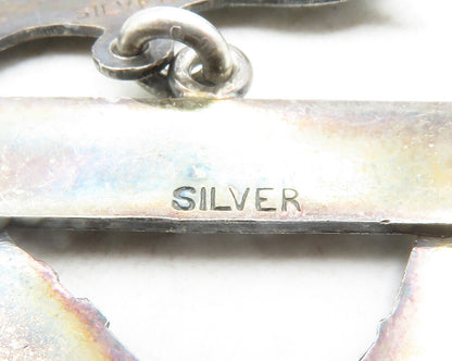 SS DAVIS 925 Silver  Vintage Antique Torch & Axe Floral Brooch Pin  BP4695