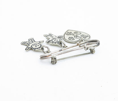 EFS MEXICO 925 Silver  Vintage Shiny Children Heart Charms Brooch Pin  BP1187