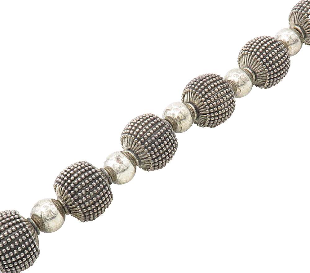925 Sterling Silver  Vintage Large Shiny Bubble Beaded Chain Necklace  NE2659
