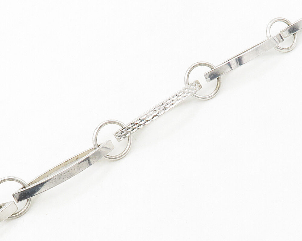 925 Sterling Silver  Shiny Diamond Cut Pointed Oval Chain Necklace  NE2707