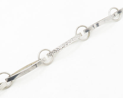 925 Sterling Silver  Shiny Diamond Cut Pointed Oval Chain Necklace  NE2707