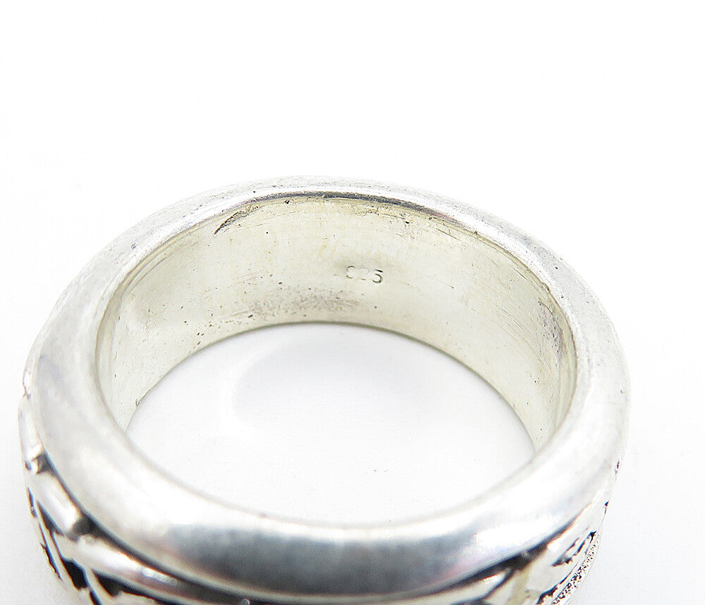 925 Sterling Silver  Vintage Celtic Knot Pattern Spinner Ring Sz 6  RG7134