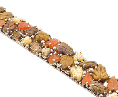 925 Sterling Silver Vintage Bracelet WHITNEY KELLY Gemstone Fall Leaves  BT12116
