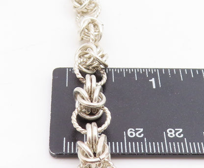 925 Sterling Silver Vintage Necklace Elegant Intricate Link Floral Chain  NE4875