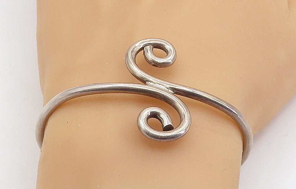 MEXICO 925 Sterling Silver  Vintage Bypass Swirl Design Cuff Bracelet  BT2988