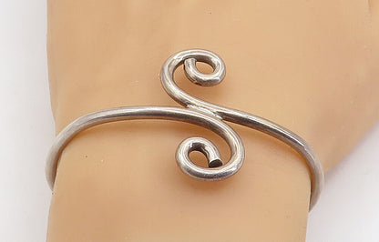 MEXICO 925 Sterling Silver  Vintage Bypass Swirl Design Cuff Bracelet  BT2988