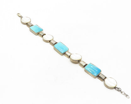 DTR JAY KING 925 Silver  Vintage Mother Of Pearl & Turquoise Bracelet  BT4472