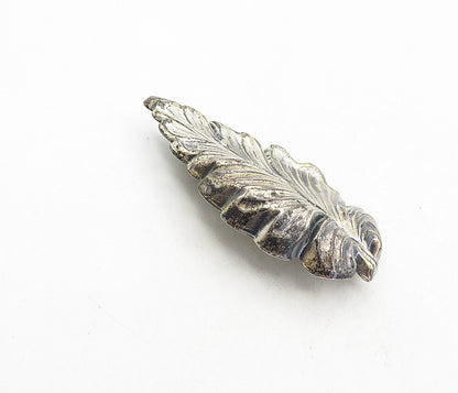 JEWEL ART 925 Sterling Silver  Vintage Dark Tone Floral Leaf Brooch Pin BP3199