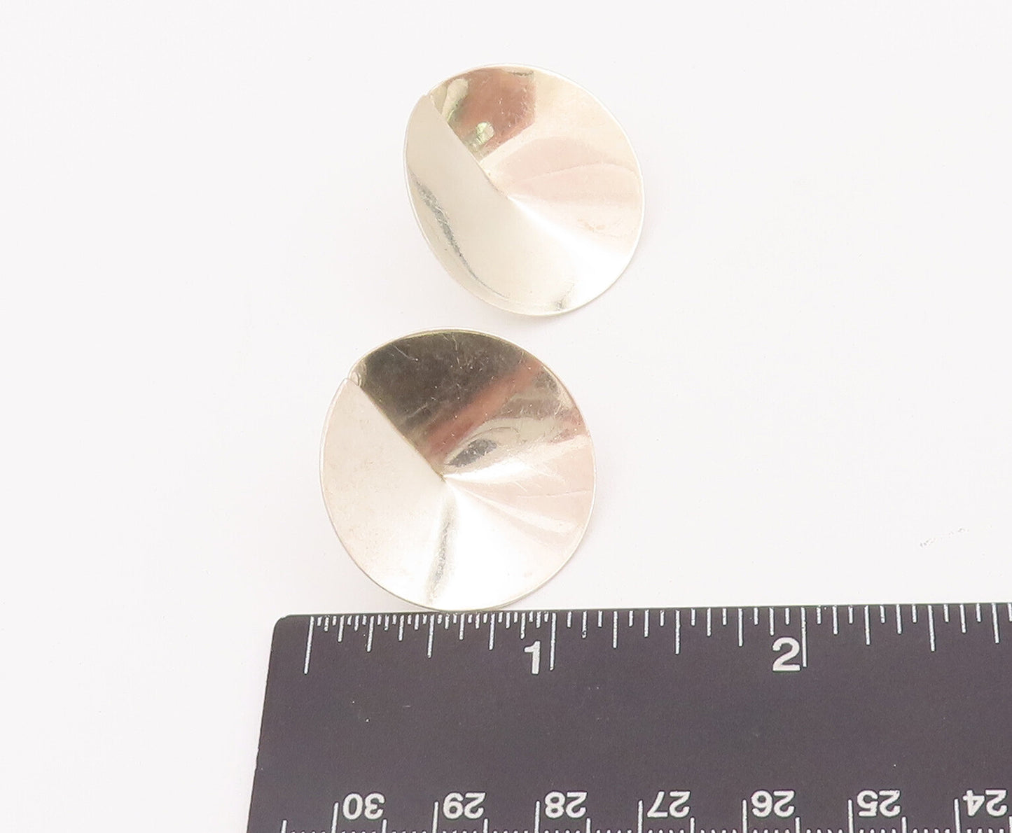 14k Gold 925 Sterling Silver Vintage Earrings Designer Reverse Dome Cone EG12929