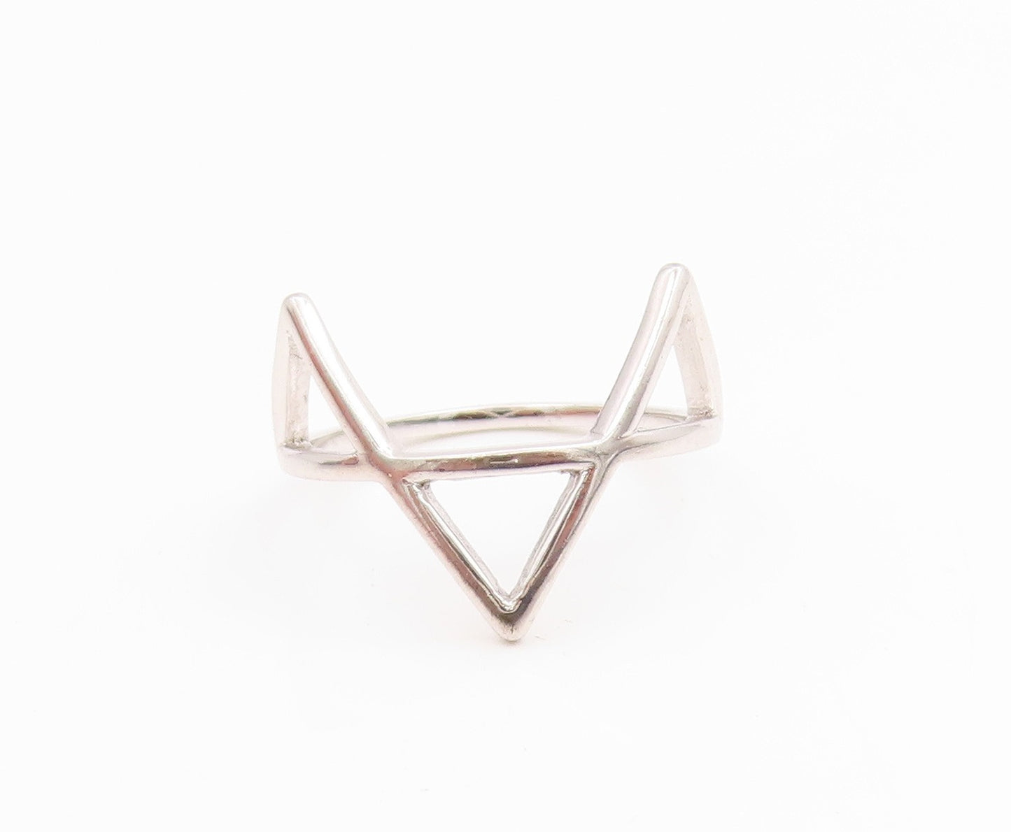 925 Sterling Silver Vintage Ring Minimalist Open Triangles Band  Sz 7  RG35708