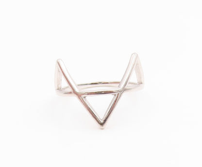 925 Sterling Silver Vintage Ring Minimalist Open Triangles Band  Sz 7  RG35708