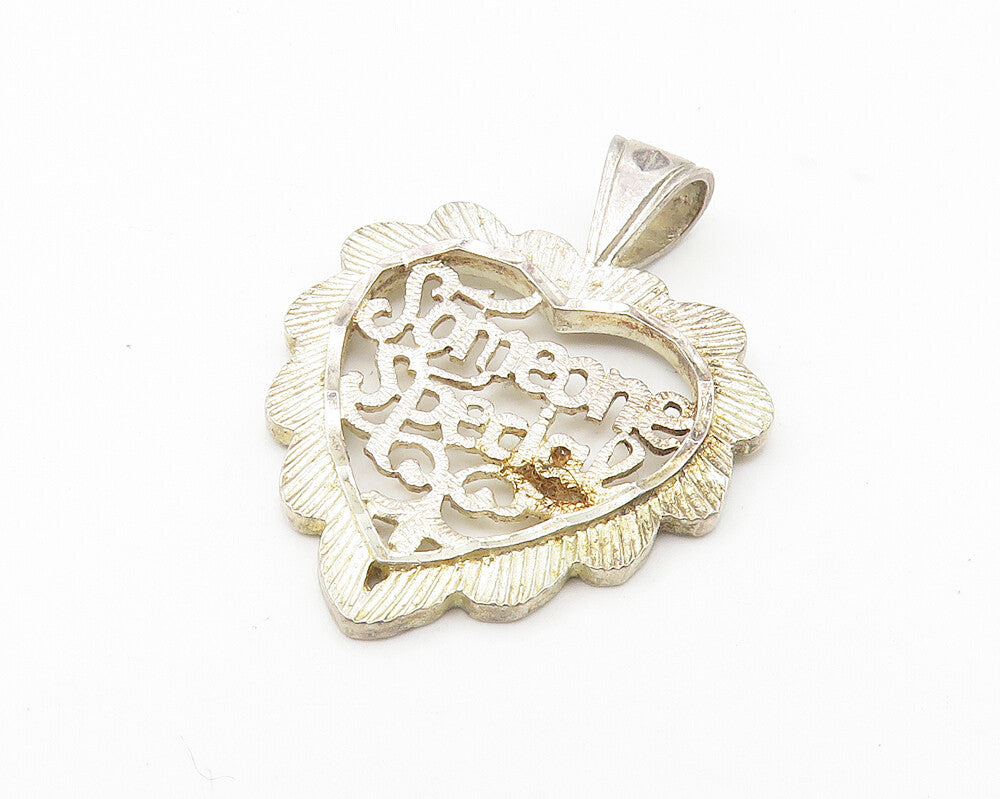 925 Sterling Silver  Vintage Someone Special Wavy Love Heart Pendant  PT8617