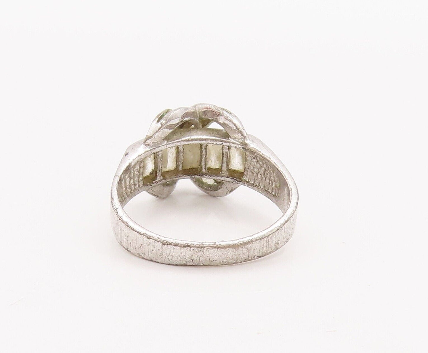 925 Sterling Silver Vintage Ring Designer Carved Rings CZ Inlay  Sz 8  RG28321