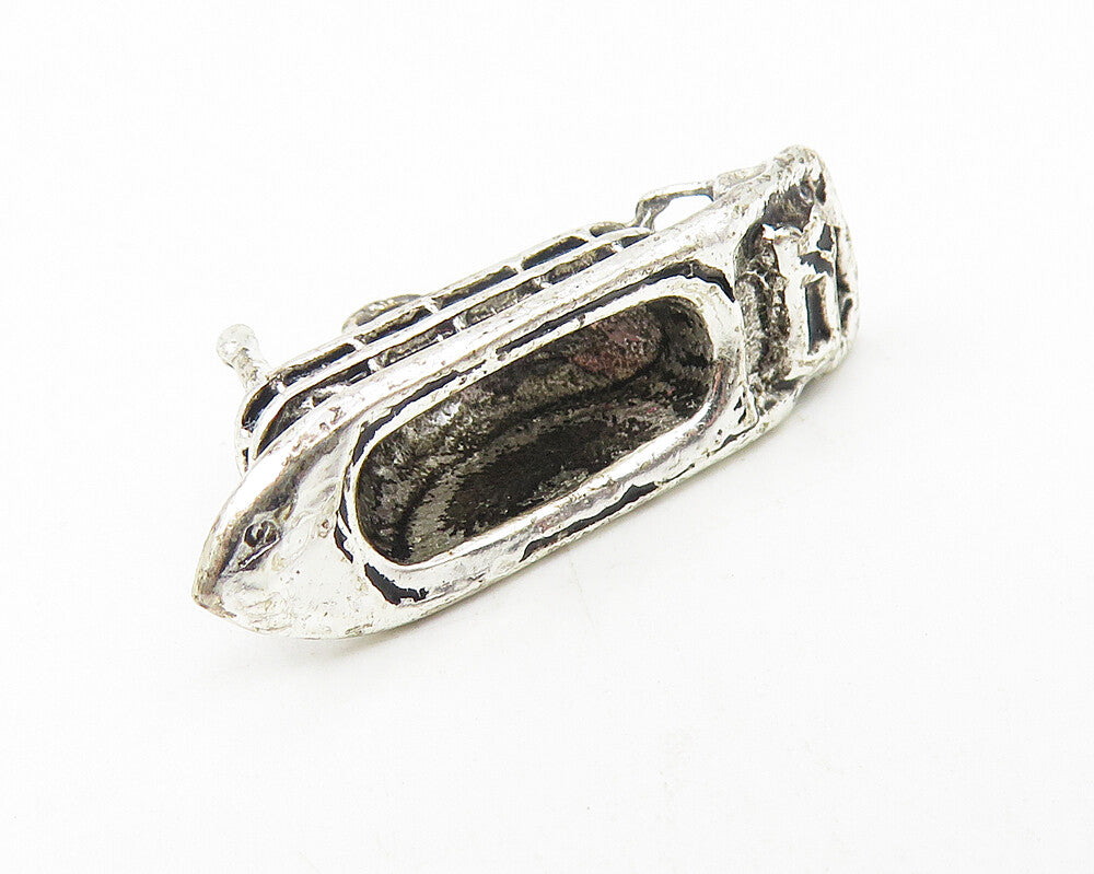 925 Sterling Silver  Vintage Petite Oxidized Ferry Boat Drop Pendant  PT9253
