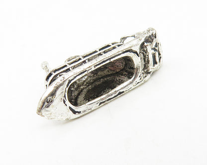925 Sterling Silver  Vintage Petite Oxidized Ferry Boat Drop Pendant  PT9253
