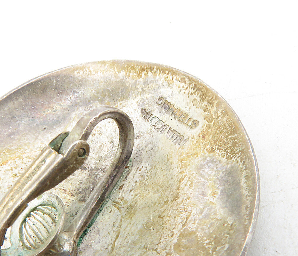 TULLA BOOTH 925 Silver  Vintage Raised Detail Non Pierce Drop Earrings  EG4516