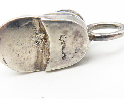 925 Sterling Silver  Vintage Shiny Old Fashioned Laced Shoe Pendant  PT8922