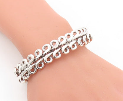 MEXICO 925 Sterling Silver  Shiny Polished Swirl Design Cuff Bracelet  BT1701