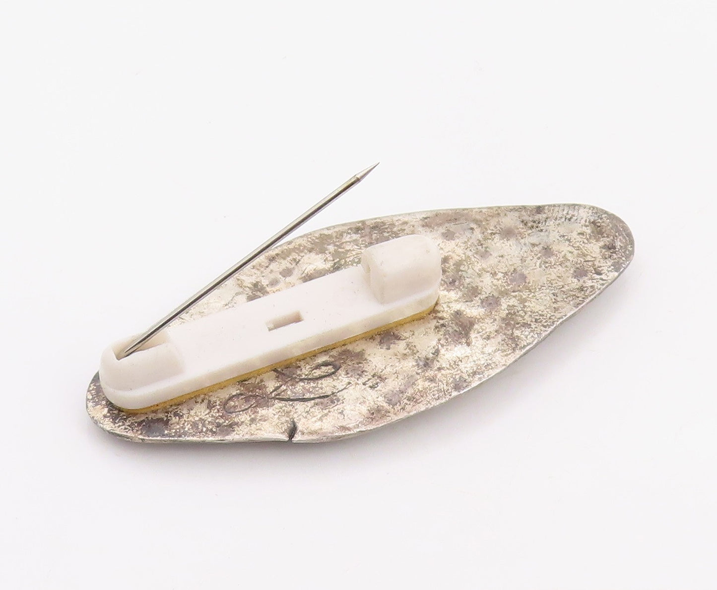 925 Sterling Silver Vintage Brooch Pin Antique Brutalist Abstract Design BP12314