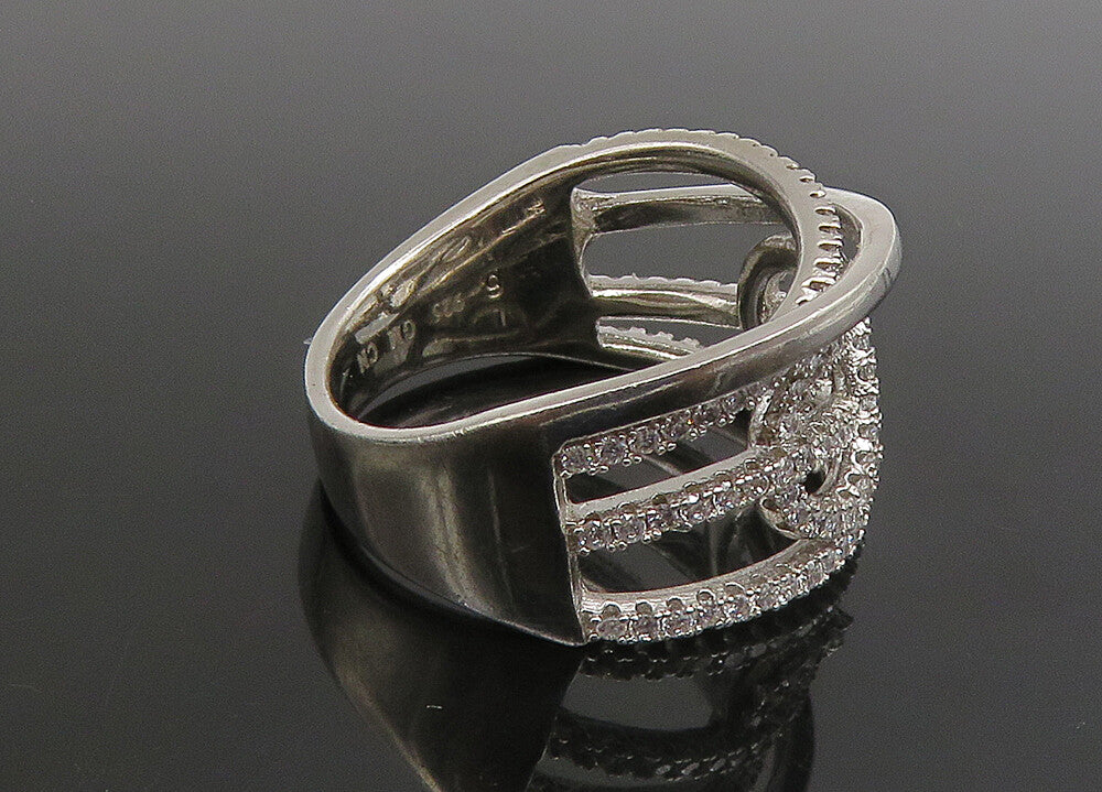925 Silver   Vintage Shiny Topaz Infinity Split Shank Band Ring Sz 6  RG23364