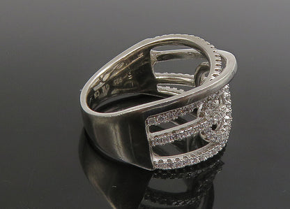 925 Silver   Vintage Shiny Topaz Infinity Split Shank Band Ring Sz 6  RG23364