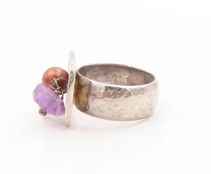 925 Sterling Silver Vintage Ring ISRAEL Amethyst & Pearl Band  Sz 7  RG34061